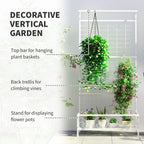 74.2" Tall Metal Plant Stand with Trellis, Hanging Bar and Bottom Shelf