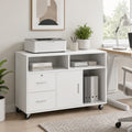 39.25" Mobile Printer Stand with 2 Drawers, Storage Cabinet, Open Shelves and Locking Casters