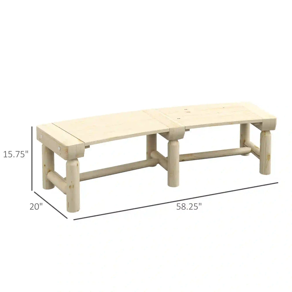 58.25" Semicircular Fir Wood Tree Bench for Patio and Garden