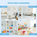 61" House-Shaped Kids Toy Storage Organizer with 4 Removable Bins, Cabinets and 4-Tier Shelves