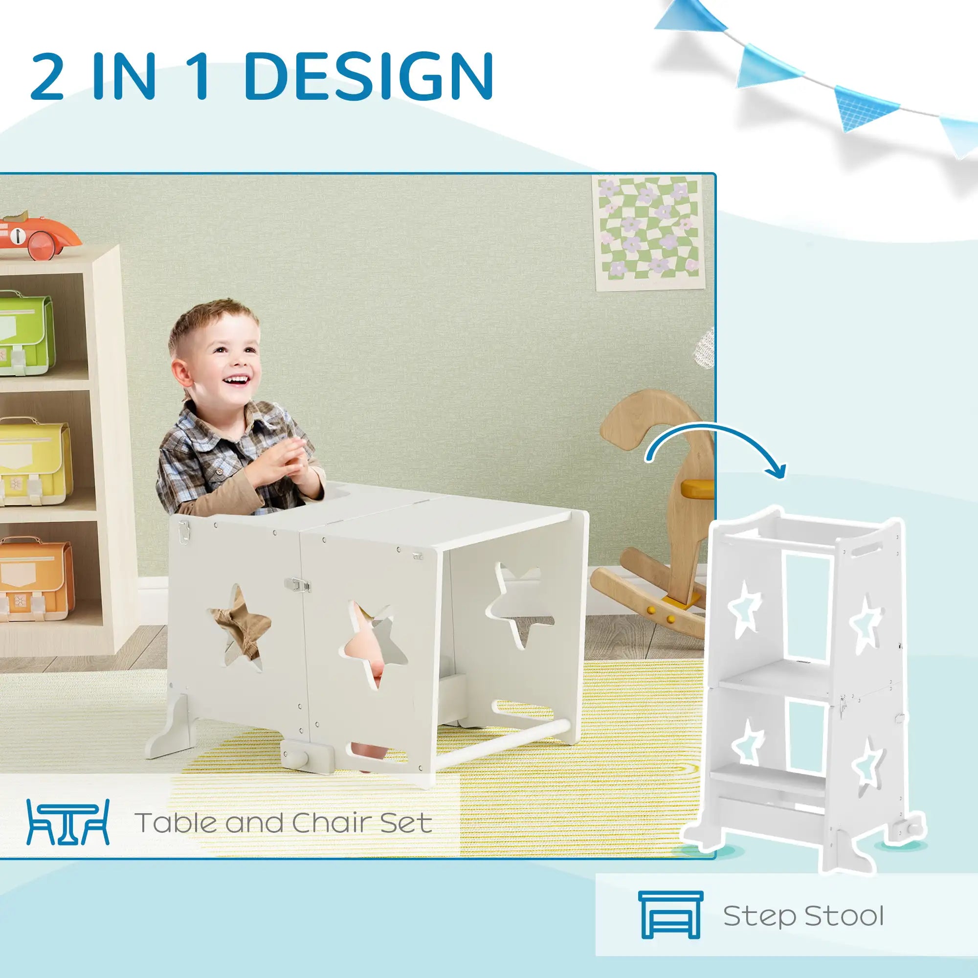 2-in-1 Toddler Learning Tower and Table Set