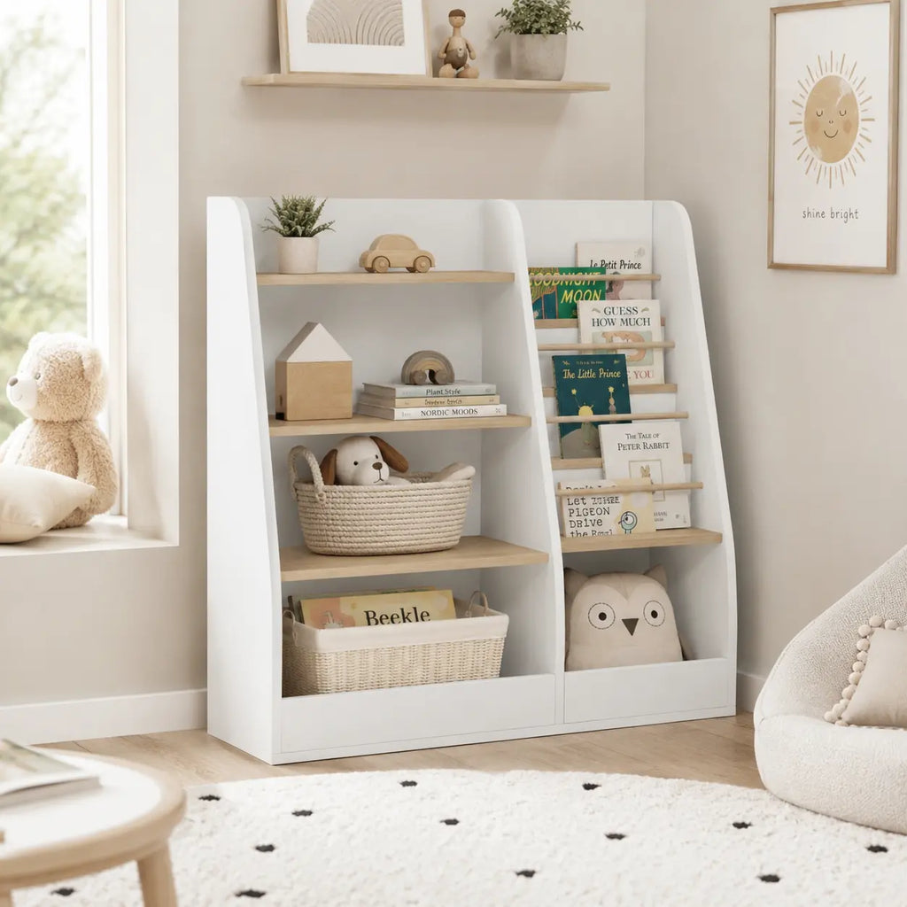 31.5" Kids Bookshelf and Toy Storage Organizer with 4-Tier Book Rack
