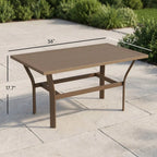 36" Rectangular Slatted Metal Outdoor Coffee Table with Weather-Resistant Frame