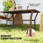 36" Rectangular Slatted Metal Outdoor Coffee Table with Weather-Resistant Frame