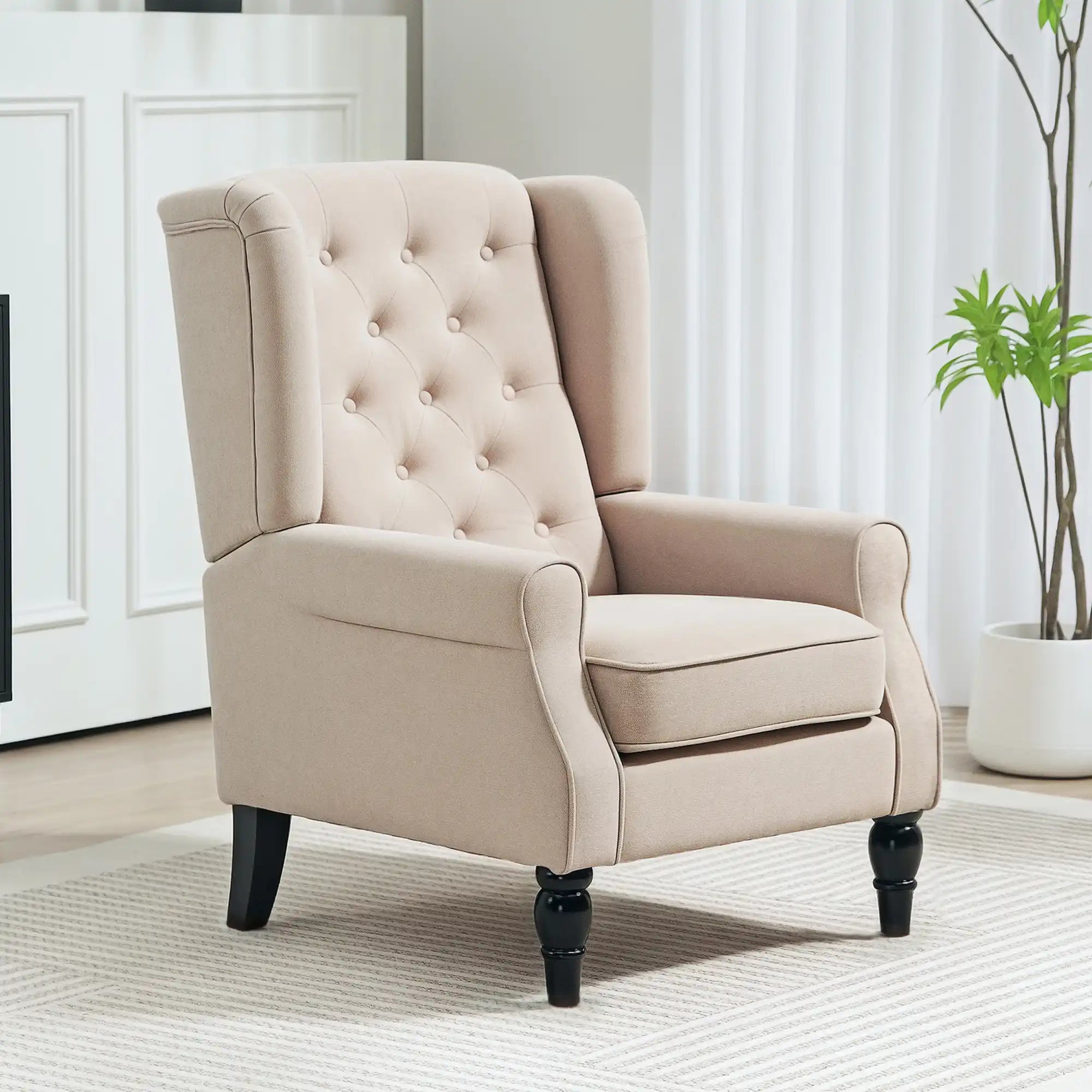 Tufted Wingback Accent Chair with Rolled Arms