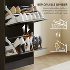 45.3" Narrow Shoe Storage Cabinet with 3 Flip Drawers and Adjustable Shelves