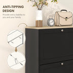 45.3" Narrow Shoe Storage Cabinet with 3 Flip Drawers and Adjustable Shelves