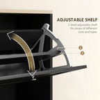 45.3" Narrow Shoe Storage Cabinet with 3 Flip Drawers and Adjustable Shelves