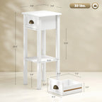 Narrow 2-Tier Side Table with Drawer and Open Storage Shelf
