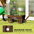 45.3" Wooden Wagon Planter Box with 4 Wheels and Drainage Hole
