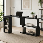47.25" 360° Rotating L-Shaped Corner Desk with Storage Shelves