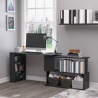 47.25" 360° Rotating L-Shaped Corner Desk with Storage Shelves