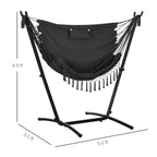 66.9" Freestanding Hammock Chair with U-Shaped Steel Stand, Headrest and Side Pocket