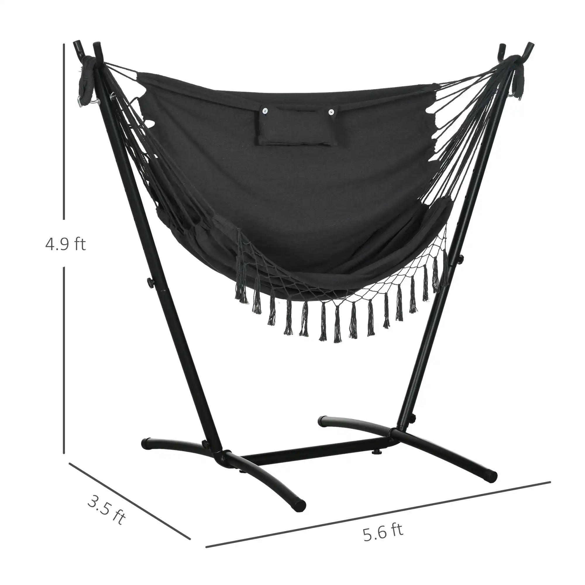 66.9" Freestanding Hammock Chair with U-Shaped Steel Stand, Headrest and Side Pocket