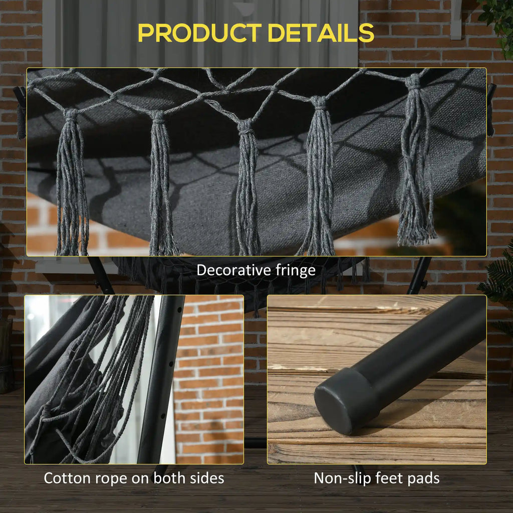 66.9" Freestanding Hammock Chair with U-Shaped Steel Stand, Headrest and Side Pocket