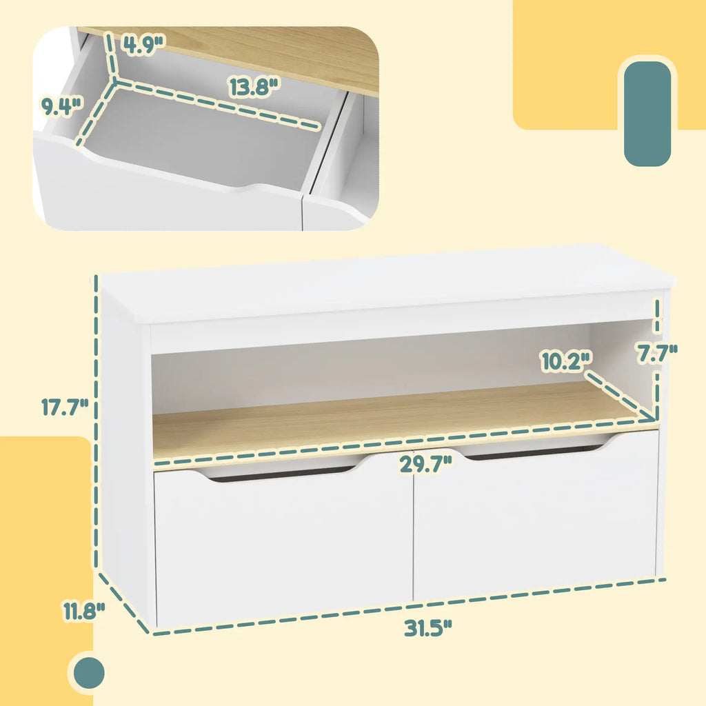 31.5" Kids Toy Storage Organizer with Open Shelf and 2 Drawers