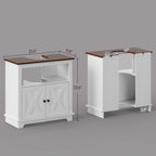 Modern Farmhouse Under-Sink Bathroom Cabinet with Double Doors and Open Shelf