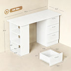 47.25" Reversible Computer Desk with 3 Drawers and Open Storage Shelves