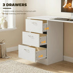 47.25" Reversible Computer Desk with 3 Drawers and Open Storage Shelves