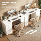 47.25" Reversible Computer Desk with 3 Drawers and Open Storage Shelves