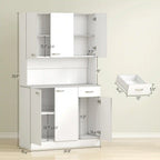 71" Tall Kitchen Pantry Cabinet with Microwave Stand, 6 Doors, Drawer and 3 Adjustable Shelves