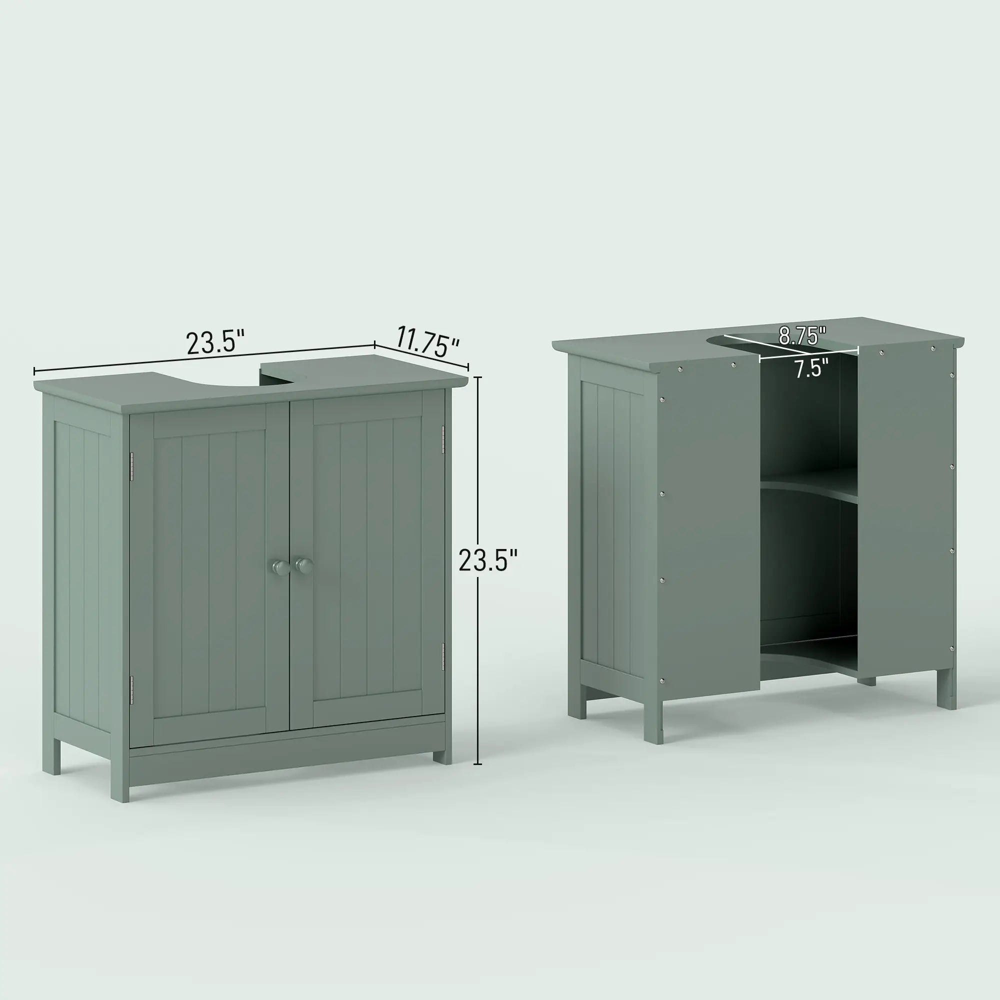 Under-Sink Bathroom Cabinet with Double Doors and Adjustable Shelf