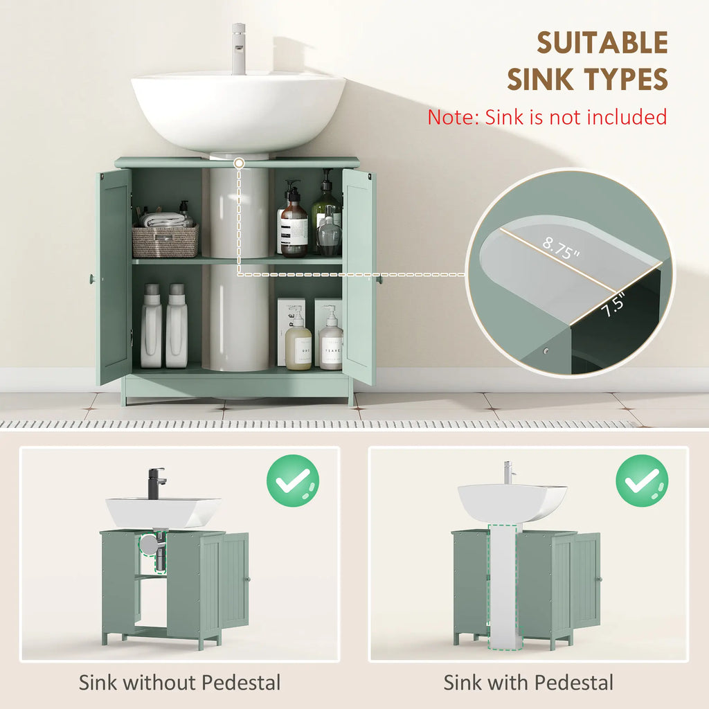 Under-Sink Bathroom Cabinet with Double Doors and Adjustable Shelf