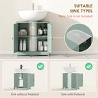 Under-Sink Bathroom Cabinet with Double Doors and Adjustable Shelf