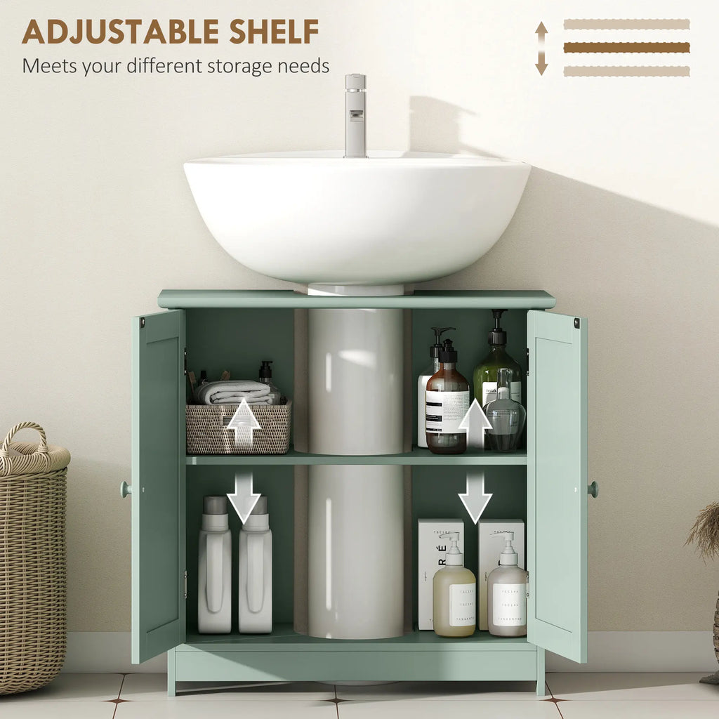 Under-Sink Bathroom Cabinet with Double Doors and Adjustable Shelf