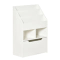 35.5" Kids Bookcase with 3 Display Shelves, 2 Cubby Compartments and Mobile Toy Drawer