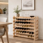 72-Bottle 6-Tier Stackable Wooden Wine Rack with Modular Storage Shelves