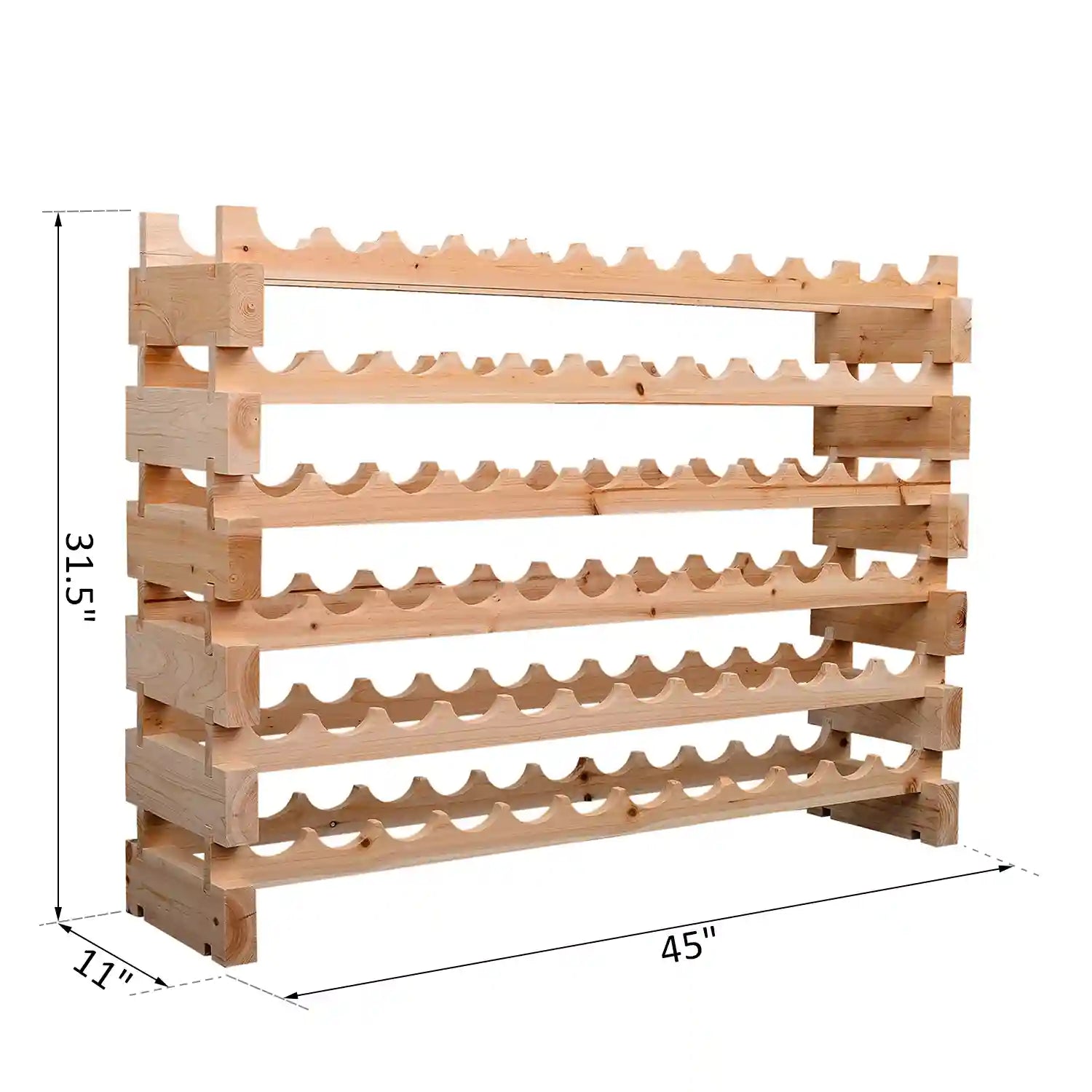 72-Bottle 6-Tier Stackable Wooden Wine Rack with Modular Storage Shelves