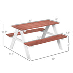 35" Kids Wooden Picnic Table with Attached Benches for Indoor and Outdoor Use
