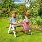 35" Kids Wooden Picnic Table with Attached Benches for Indoor and Outdoor Use