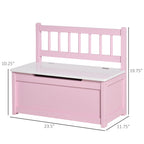 23.5" Kids Toy Storage Bench with Safety-Hinged Lid and Backrest