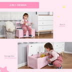 23.5" Kids Toy Storage Bench with Safety-Hinged Lid and Backrest