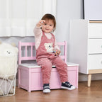 23.5" Kids Toy Storage Bench with Safety-Hinged Lid and Backrest