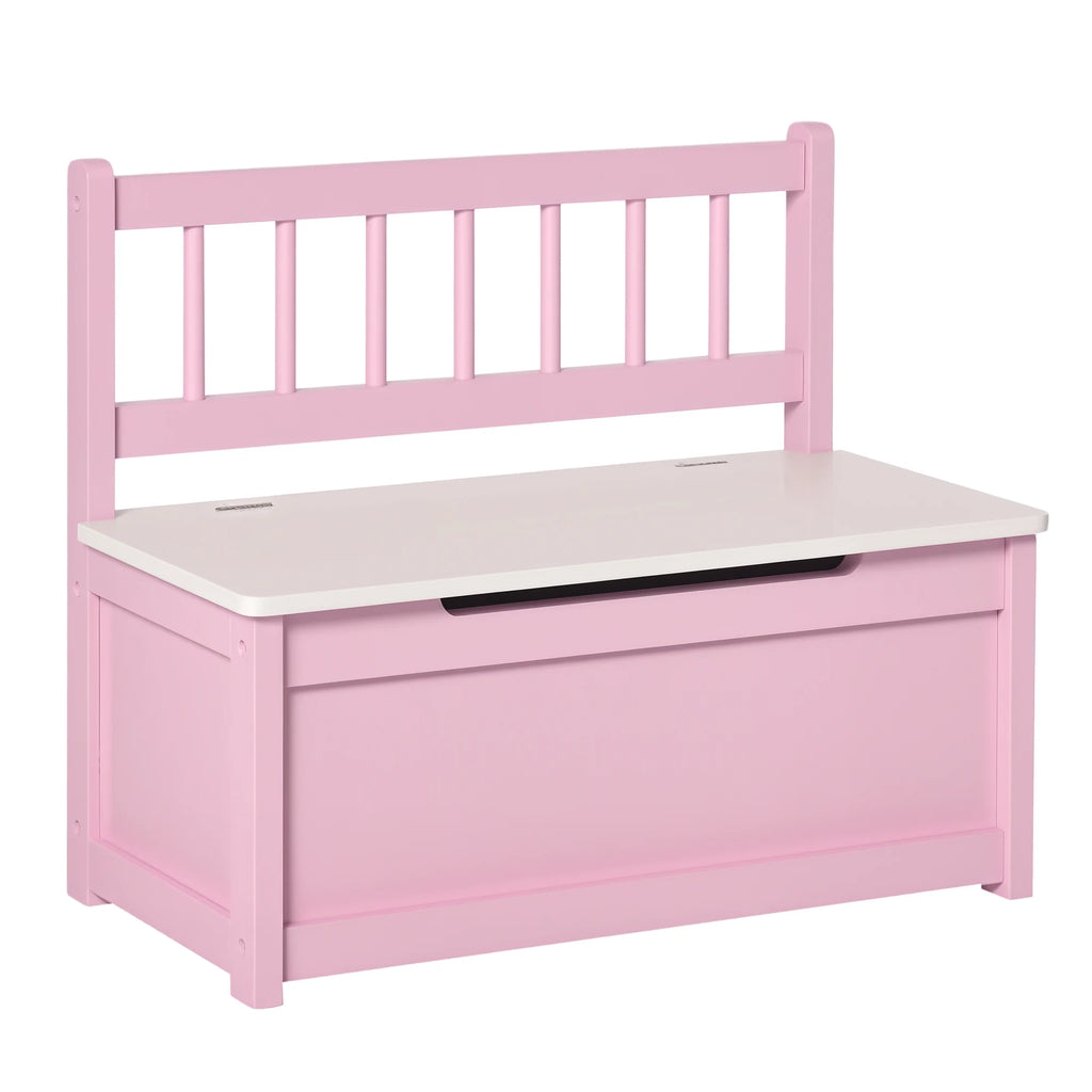 23.5" Kids Toy Storage Bench with Safety-Hinged Lid and Backrest
