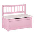 23.5" Kids Toy Storage Bench with Safety-Hinged Lid and Backrest