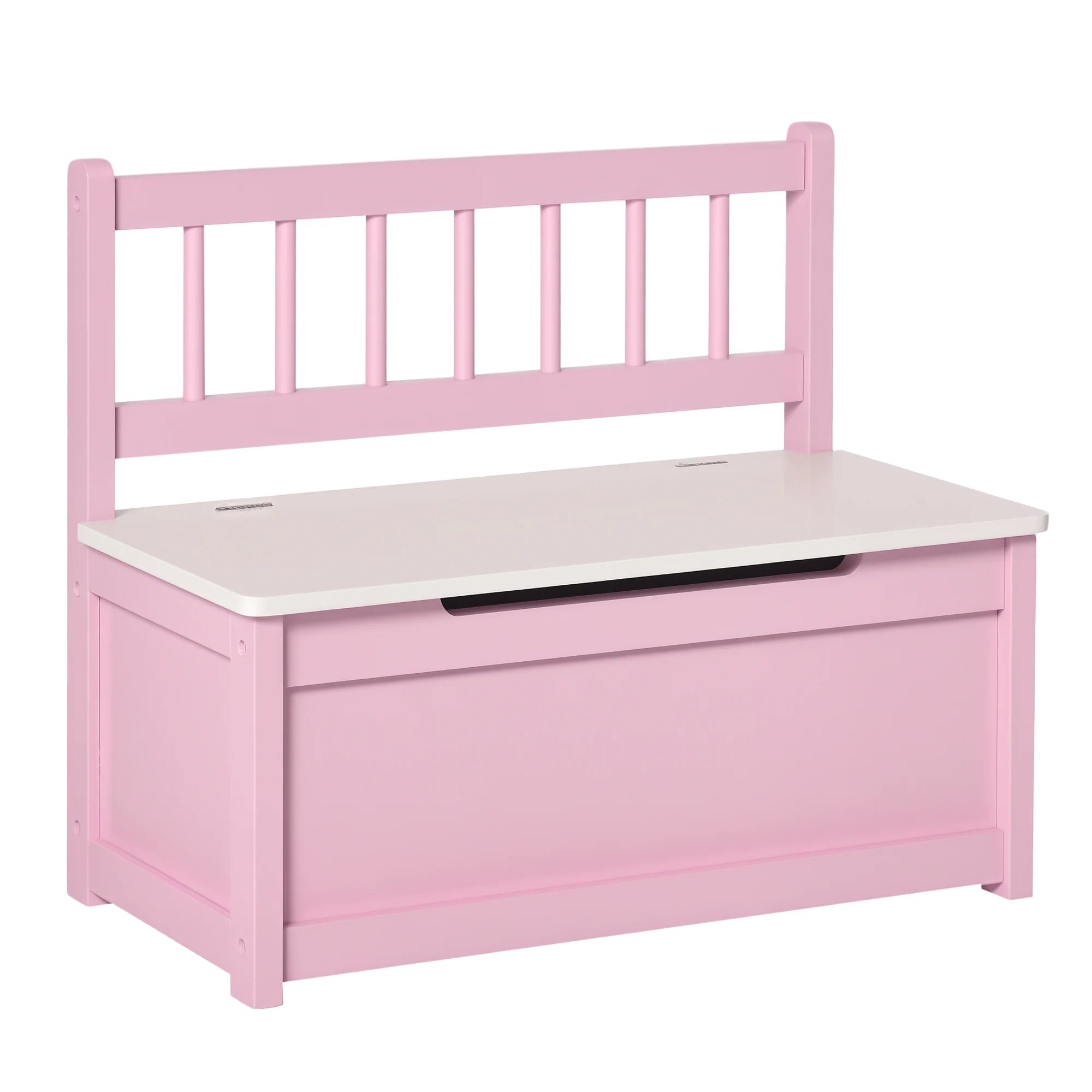 23.5" Kids Toy Storage Bench with Safety-Hinged Lid and Backrest