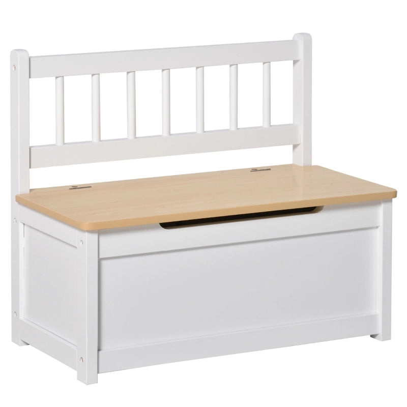 23.5" Kids Toy Storage Bench with Safety-Hinged Lid and Backrest