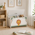 23.6" Kids Toy Storage Box with Safety-Hinged Lid and Groove Handles