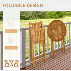 3-Piece Folding Acacia Wood Bistro Set with 21.75" Round Table and 2 Slatted Chairs