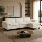 124.4" Extra-Wide Corduroy Sectional Sofa with Movable Ottoman and Pillow-Top Arms
