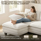 124.4" Extra-Wide Corduroy Sectional Sofa with Movable Ottoman and Pillow-Top Arms