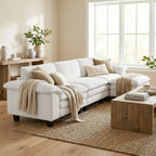 124.4" Extra-Wide Corduroy Sectional Sofa with Movable Ottoman and Pillow-Top Arms