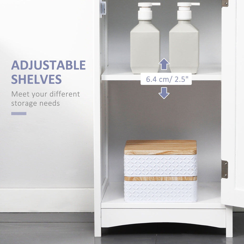 64.25" Tall Narrow Bathroom Storage Cabinet with 3 Open Shelves, Drawer and Adjustable Shelf