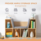40.5" Kids 6-Cubby Bookcase with Cushioned Reading Nook and Storage Bench