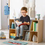 40.5" Kids 6-Cubby Bookcase with Cushioned Reading Nook and Storage Bench