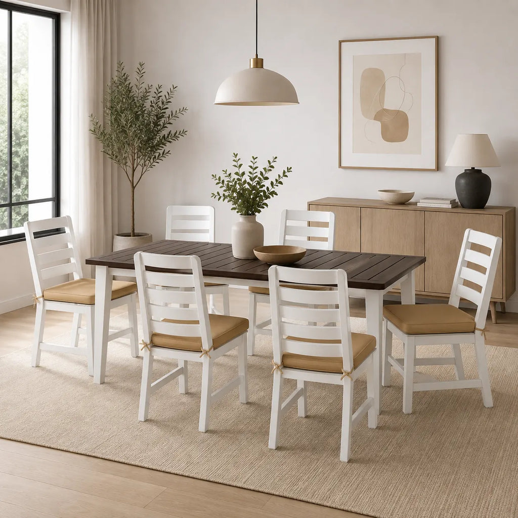 7-Piece Outdoor Patio Dining Set with Rectangular Table, 2 High-Back Chairs